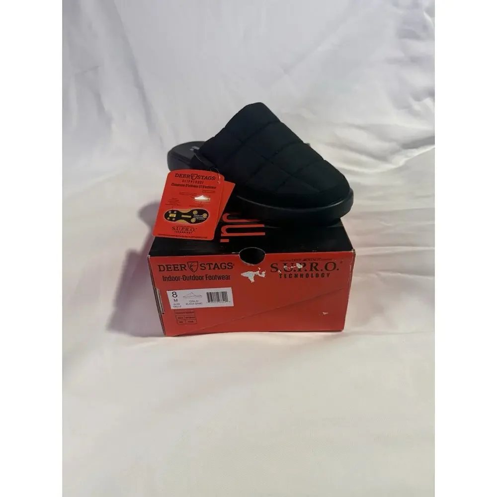 Deer Stags Slipperooz Oslo Black Cushioned Slide Slip-On Slippers Mens 8 M